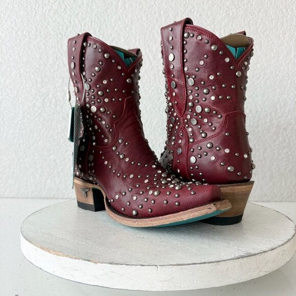 NEW Lane SPARKS FLY Womens Cowboy Bootie 5 Red Western Cowgirl Boots Pointed Toe - Picture 1 of 11